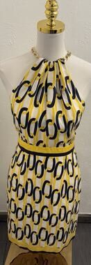 Milly Chain Halter Dress Silk Italian Designer Party Retro Women’s 4